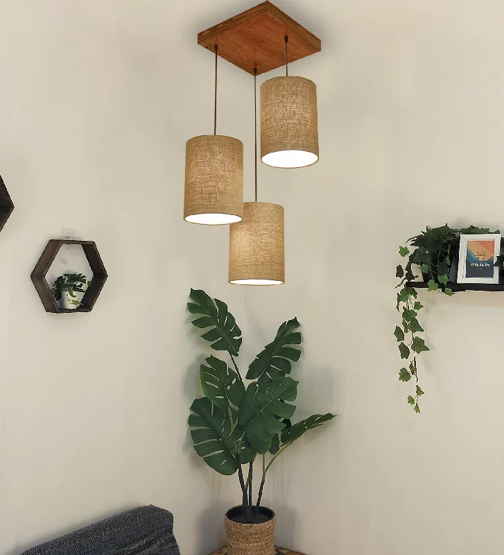 Elementary Brown Wooden Cluster Hanging Lamp (BULB NOT INCLUDED)