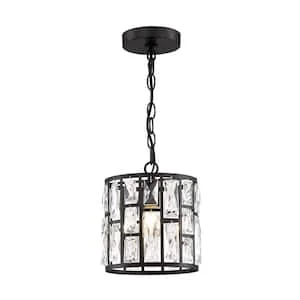 Home Decorators Collection Kristella 1-Light Black Crystal Pendant Light -  $50