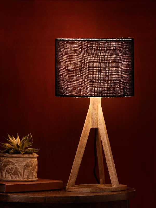 Jute Black Trio Wooden Lamp