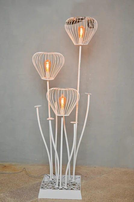 Beautiful White Stand Flower Floor Lamp