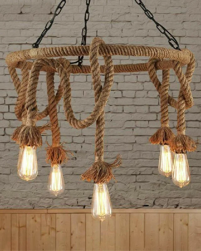 Vintage Hemp Rope Chandelier (Including Light Bulb)