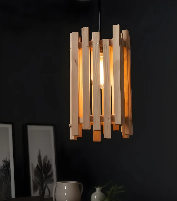 Palisade Beige Wooden Single Hanging Lamp (BULB NOT INCLUDED)