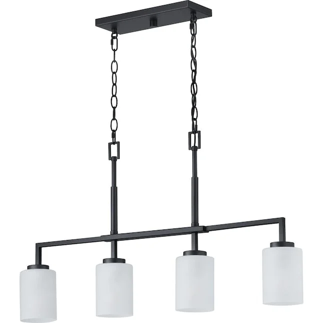 Progress Lighting Rexington 4-Light Matte Black Modern Etched Glass Linear Led - $75