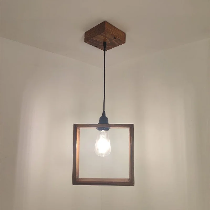 Quattro Brown Wooden Single Hanging Lamp