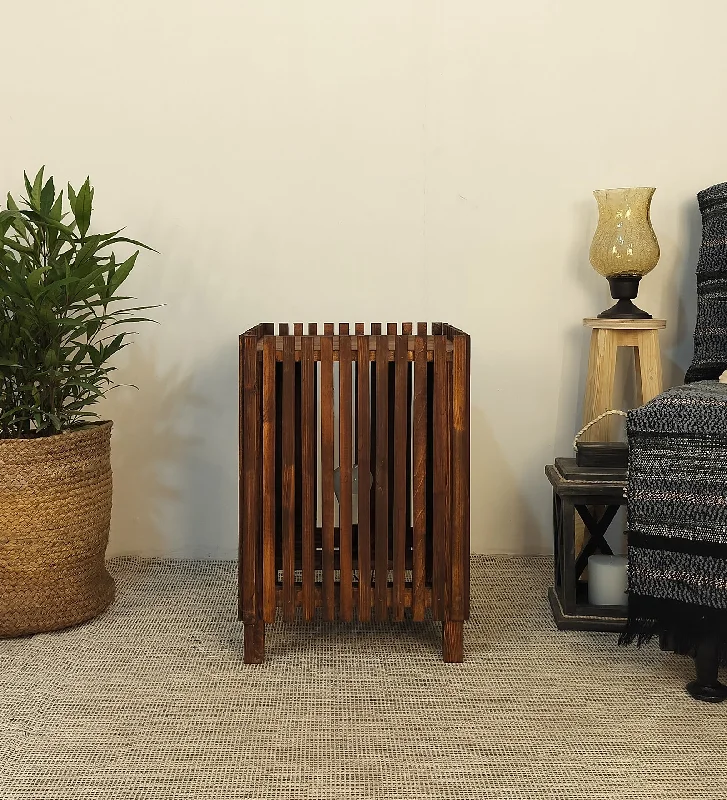 Renard Wooden Floor Lamp with Brown Base and Jute Fabric Lampshade (BULB NOT INCLUDED)