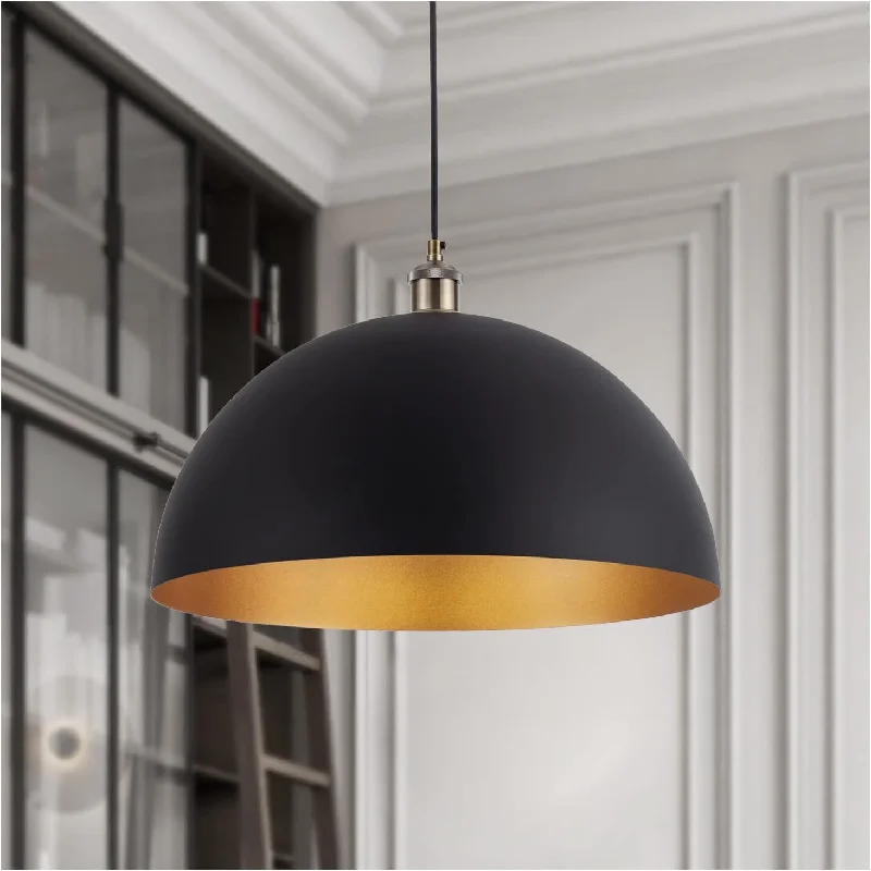 YHANFENGCY Chandelier 17.72 "Industrial Dome Chandelier Black/Gold Finish - $85