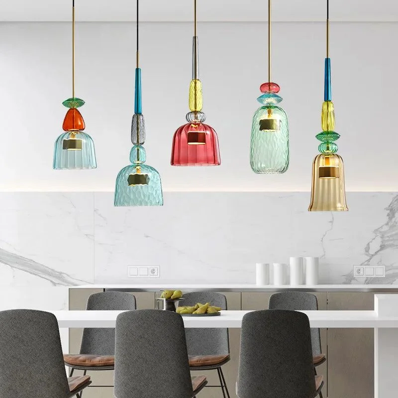 Colorful Glass LED Pendant Lights - Illuminate Your Space with Elegance