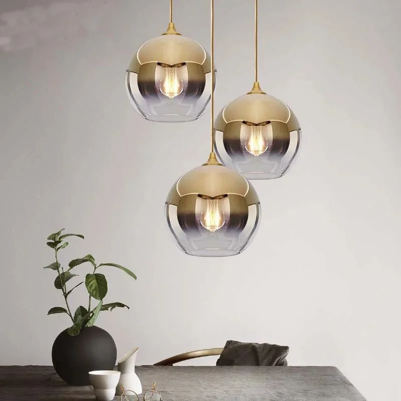 Gold Silver Glass Ball Pendant Light - Elegant Illumination for Your Space