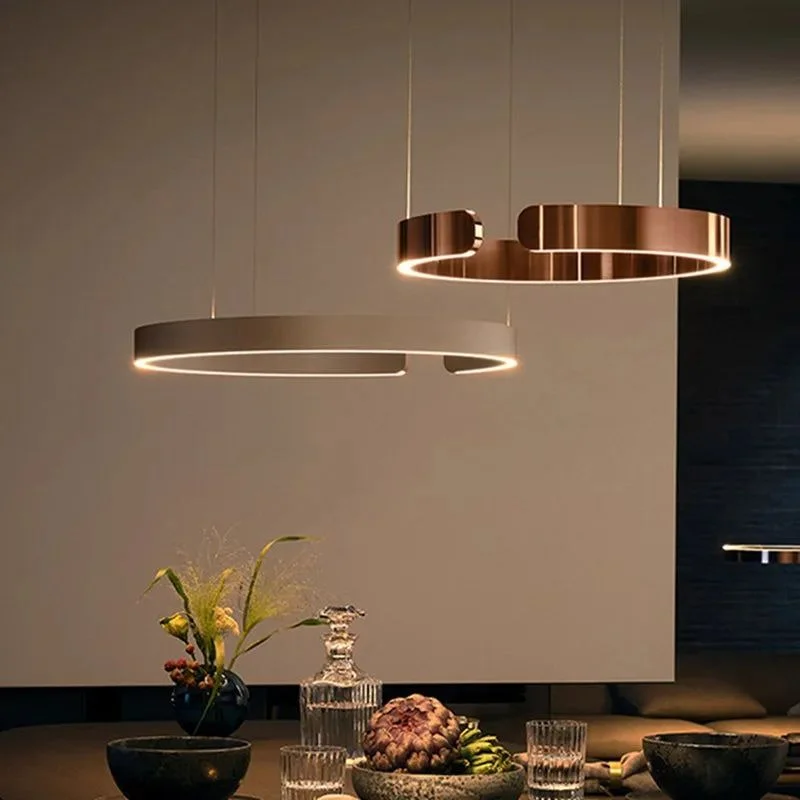 Sleek Minimalist Ring Chandelier - Aluminum Plated