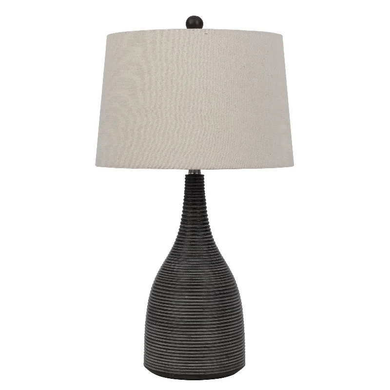 29" Black Ceramic Round Table Lamp With Beige Empire Shade