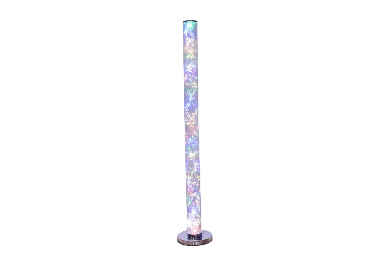 49" Steel LED Column Floor Lamp With Clear Drum Shade