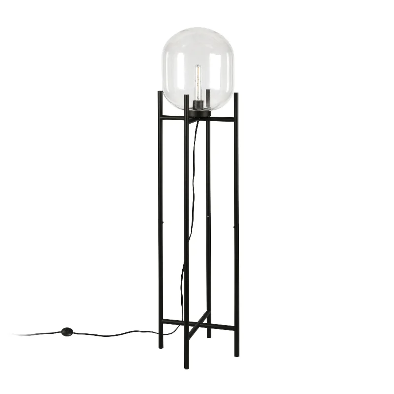 55" Black Novelty Floor Lamp With Clear Transparent Glass Globe Shade