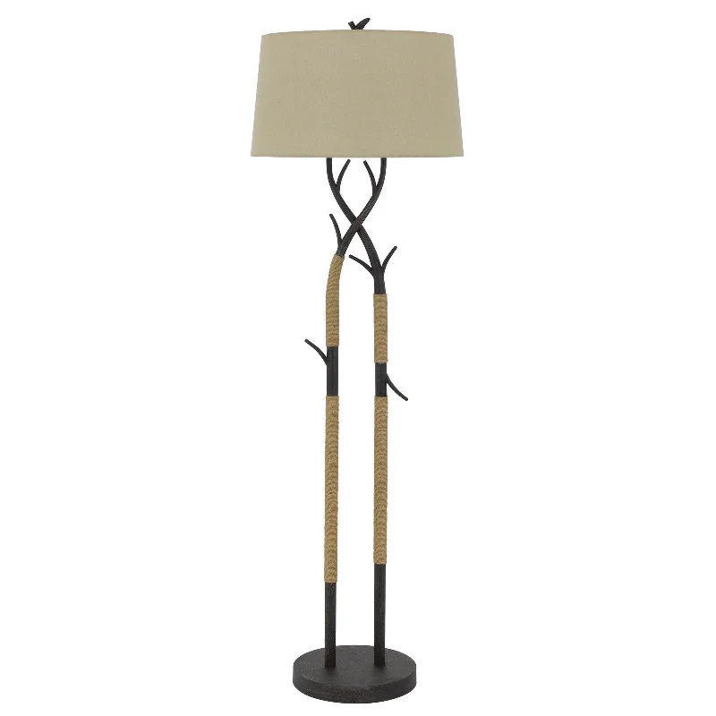 55" Black Traditional Shaped Floor Lamp With Tan Rectangular Shade