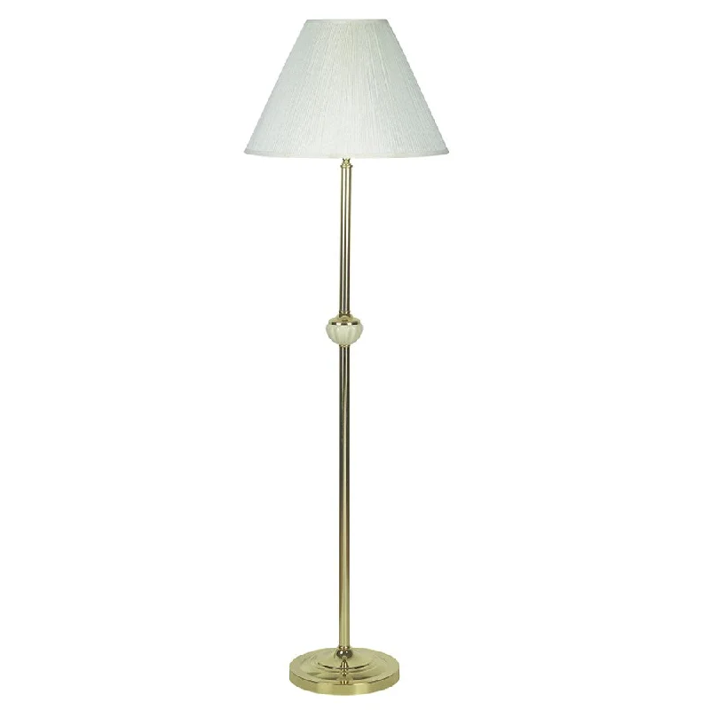 60" Brass Ceramic Traditional Shaped Floor Lamp With Ivory Empire Shade