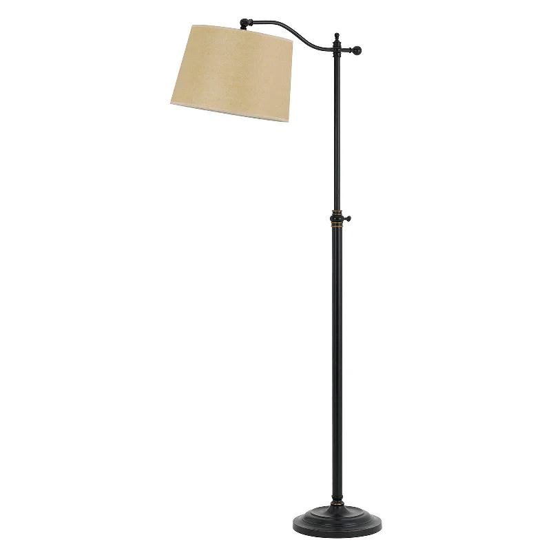 63" Bronze Adjustable Traditional Shaped Floor Lamp With Tan Square Shade