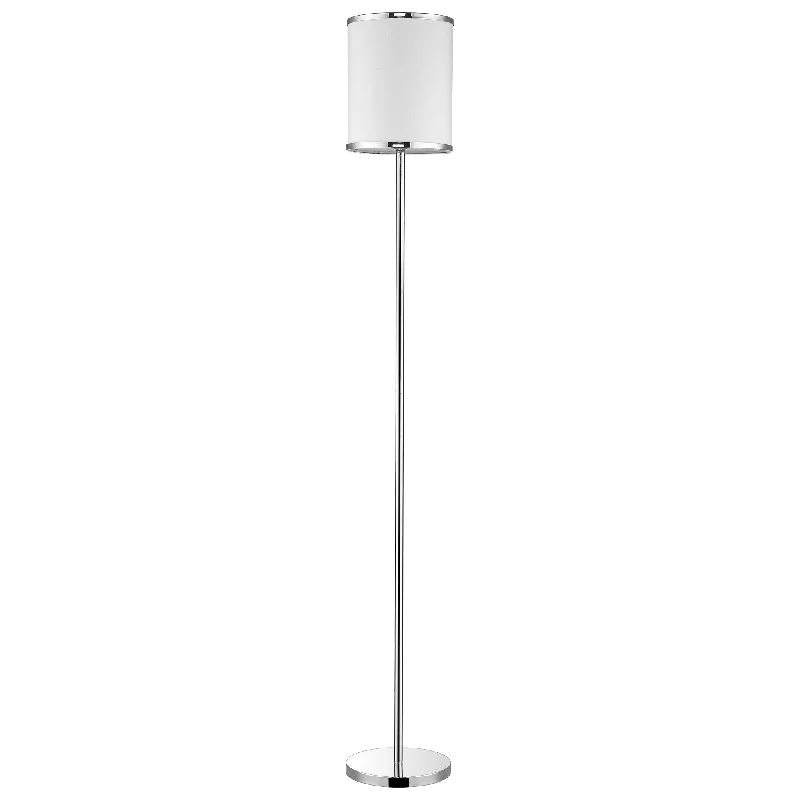 65" Chrome Traditional Shaped Floor Lamp With White Drum Shade