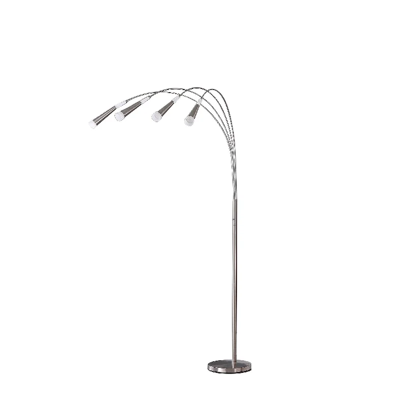 72" Nickel Four Lights LED Arc Floor Lamp