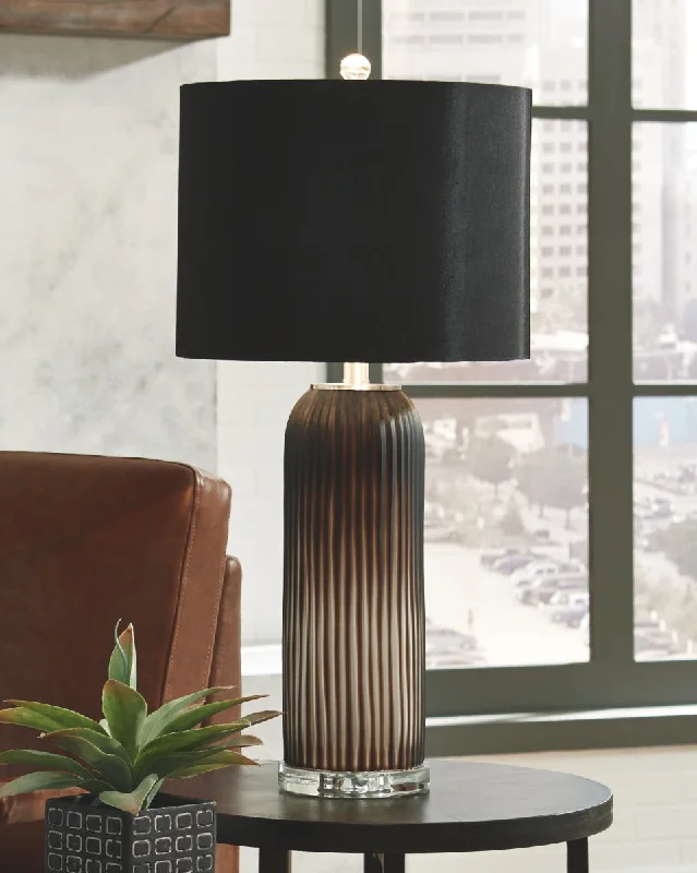 Abaness Glass Table Lamp (2/CN) Black by Ashley Furniture