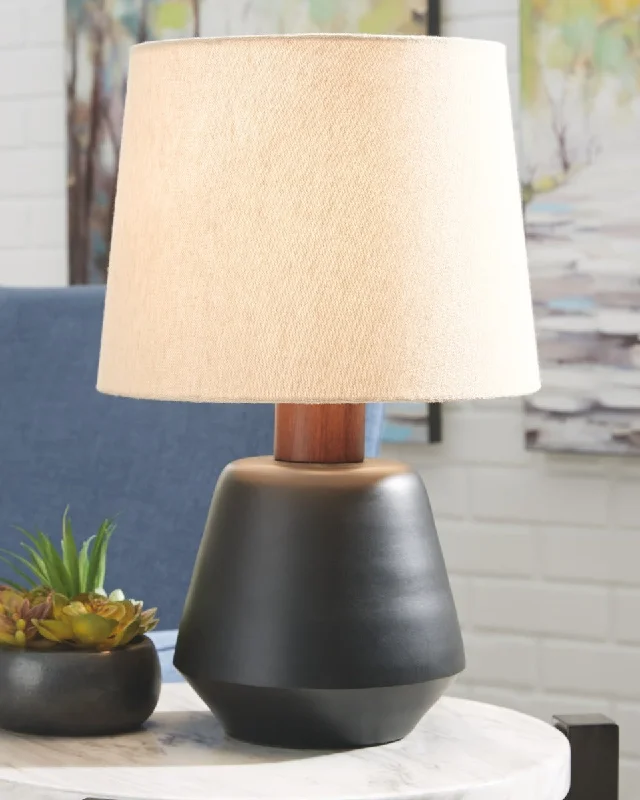 Ancel Metal Table Lamp (1/CN) Black/Brown by Ashley Furniture