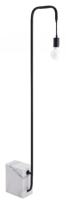 Black Industrial and White Marble Bulb Floor Lamp