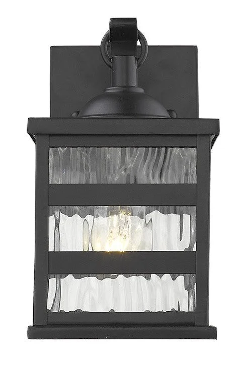 Glass panel Matte Black Outdoor Cage Light