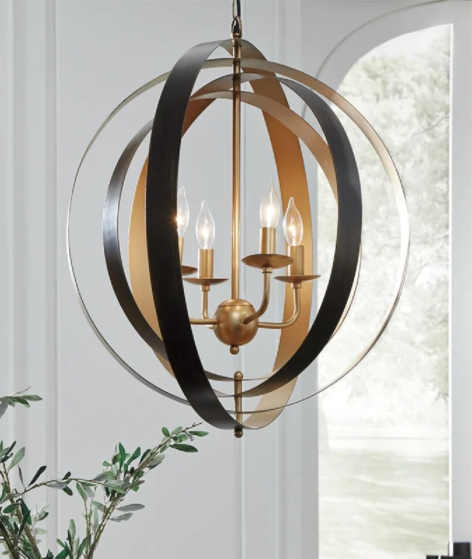 Makani Metal Pendant Light (1/CN) Black/Gold Finish by Ashley Furniture