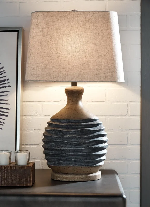 Medlin Paper Table Lamp (1/CN) Gray/Beige by Ashley Furniture