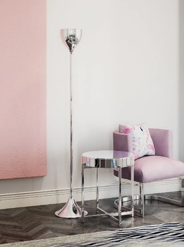 67" Steel Floor Lamp With Silver Steel Bell Shade