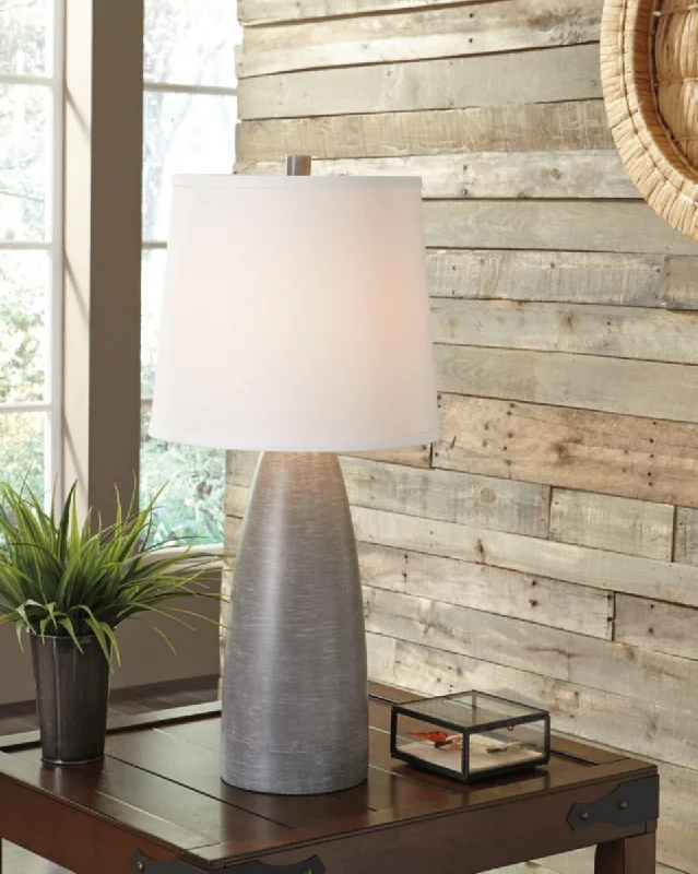 Shavontae Poly Table Lamp (2/CN) Gray by Ashley Furniture