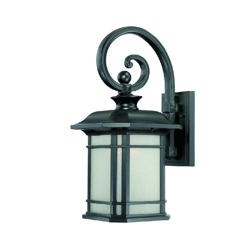 XL Matte Black Frosted Linen Glass Lantern Wall Light