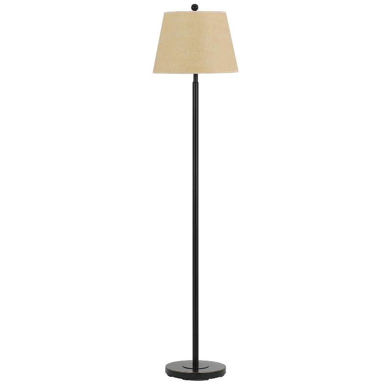 60" Bronze Traditional Shaped Floor Lamp With Tan Square Shade