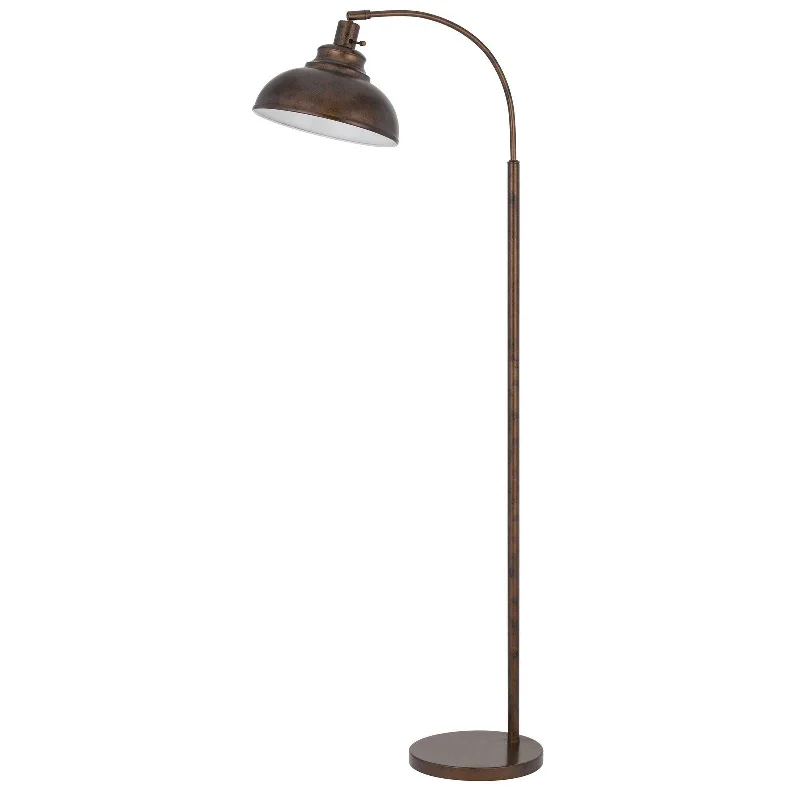 61" Rusted Traditional Shaped Floor Lamp With Rust Dome Shade