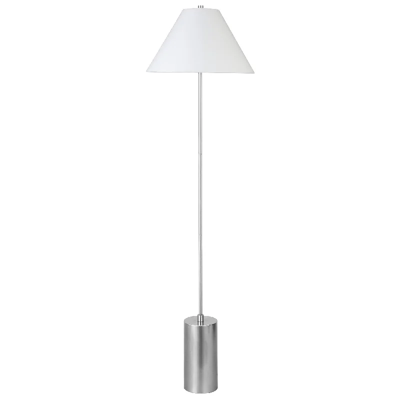 64" Nickel Traditional Shaped Floor Lamp With White Frosted Glass Empire Shade