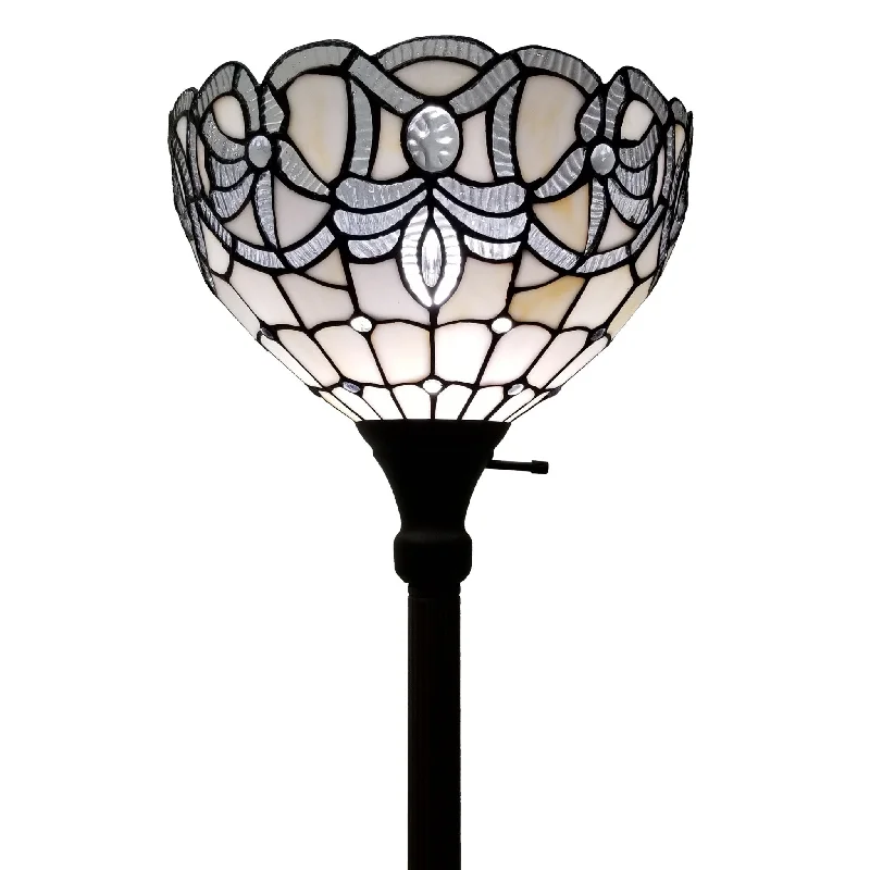 72" Brown Traditional Shaped Floor Lamp With Brown Stained Glass Bowl Shade