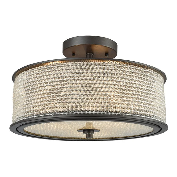 Glass Beads Three-Light Semi-Flush Mount Ceiling Fixture