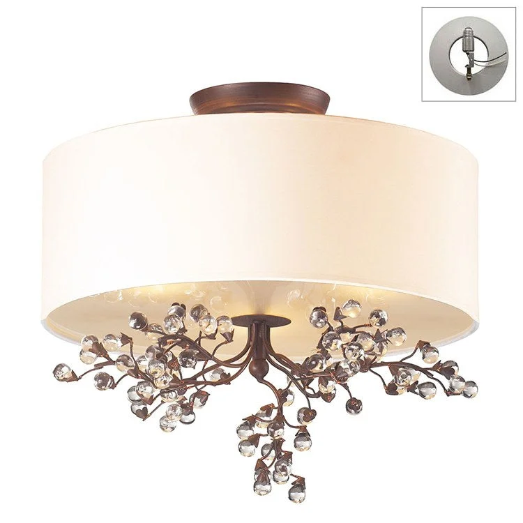 Winterberry Three-Light Semi-Flush Mount Ceiling Fixture with Recessed Light Kit