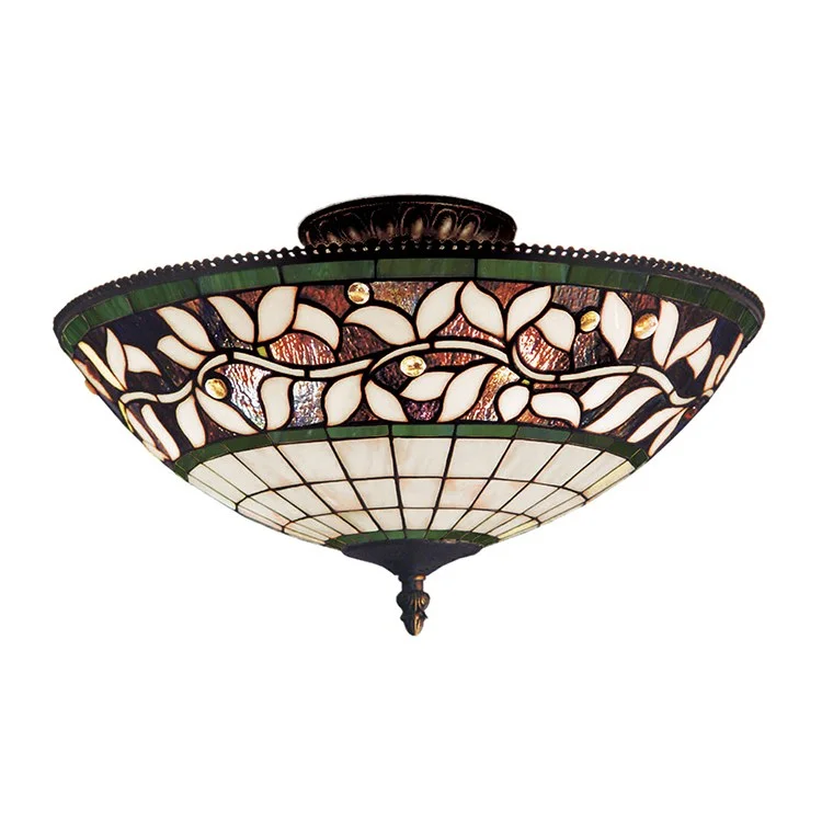 English Ivy Three-Light Semi-Flush Mount Ceiling Fixture