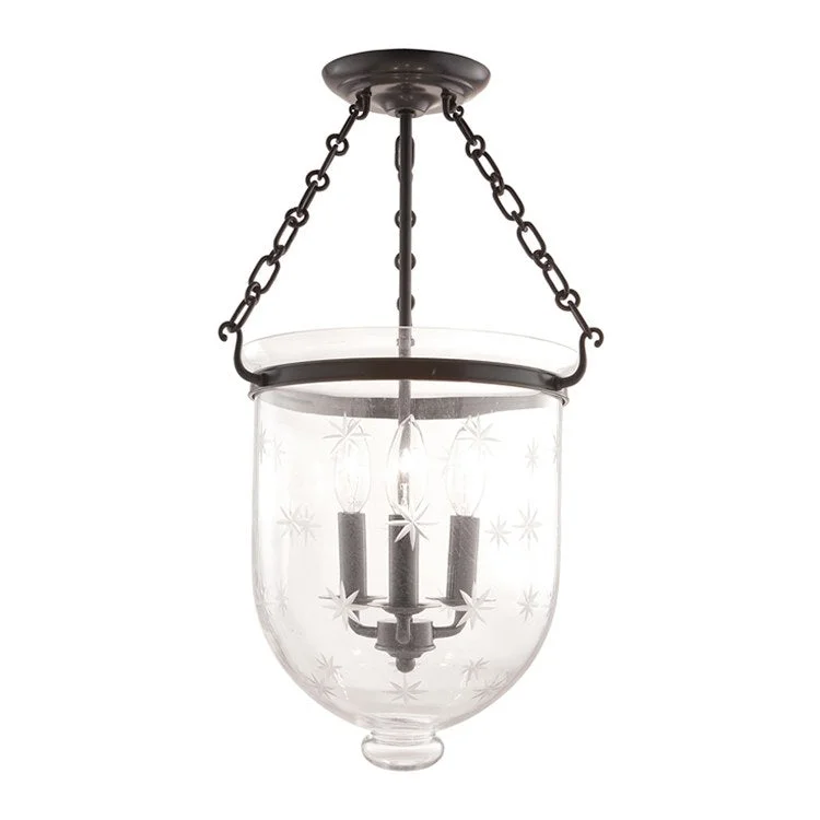 Hampton Three-Light Semi-Flush Mount Ceiling Fixture