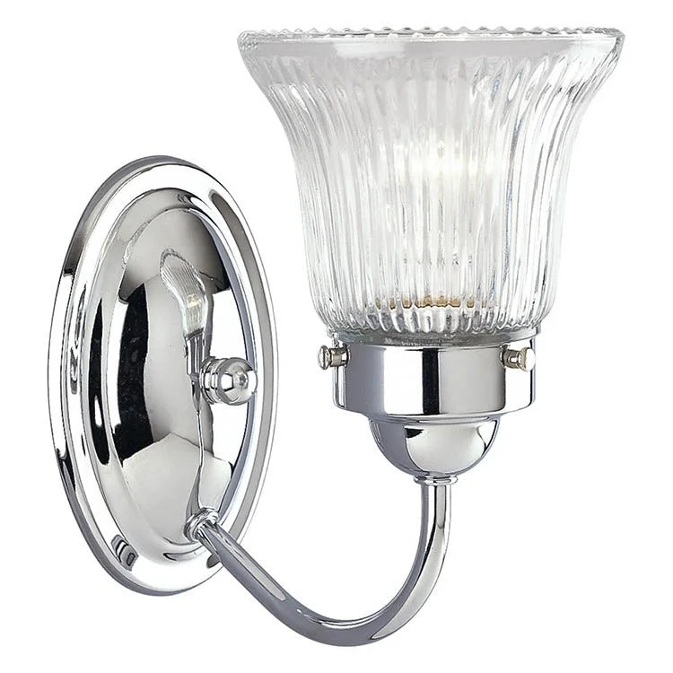 Fluted Glass Single-Light Bath Lighting Fixture