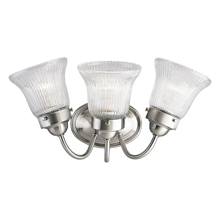 Fluted Glass Three-Light Bath Lighting Fixture