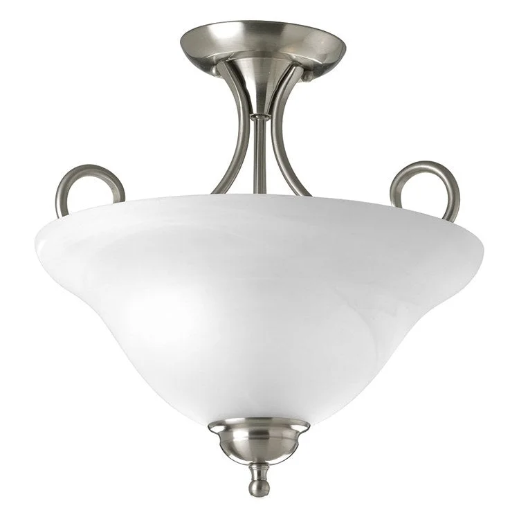 Melon Alabaster Glass Two-Light Semi-Flush Mount Ceiling Light