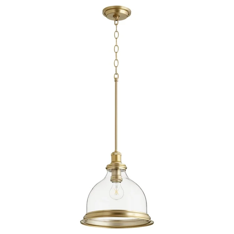 Single-Light Pendant with Clear Seeded Glass Shade