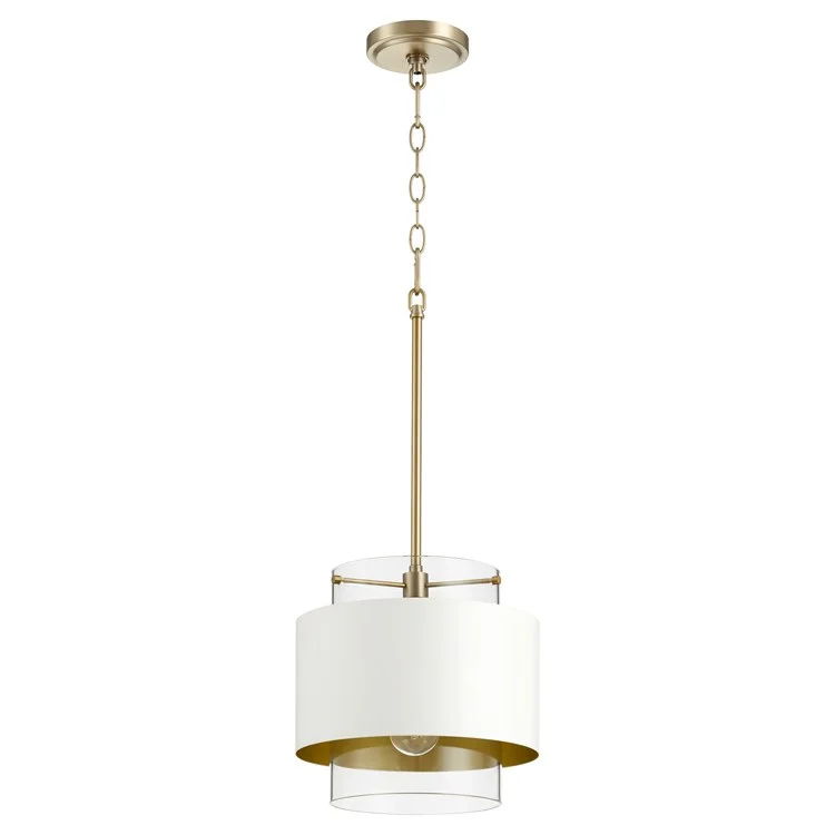 Cylinder/Drum 10" Single-Light Pendant with Inner Clear Glass Shade