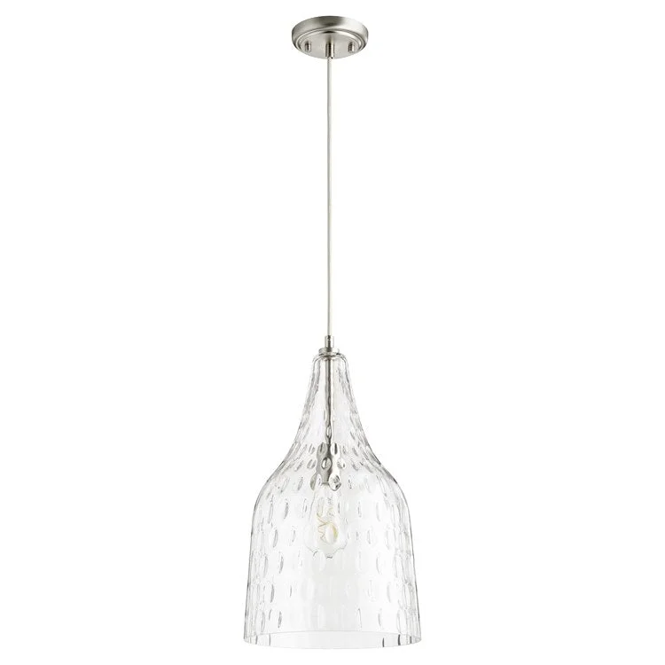 10" Single-Light Pendant with Clear Hammered Glass Shade