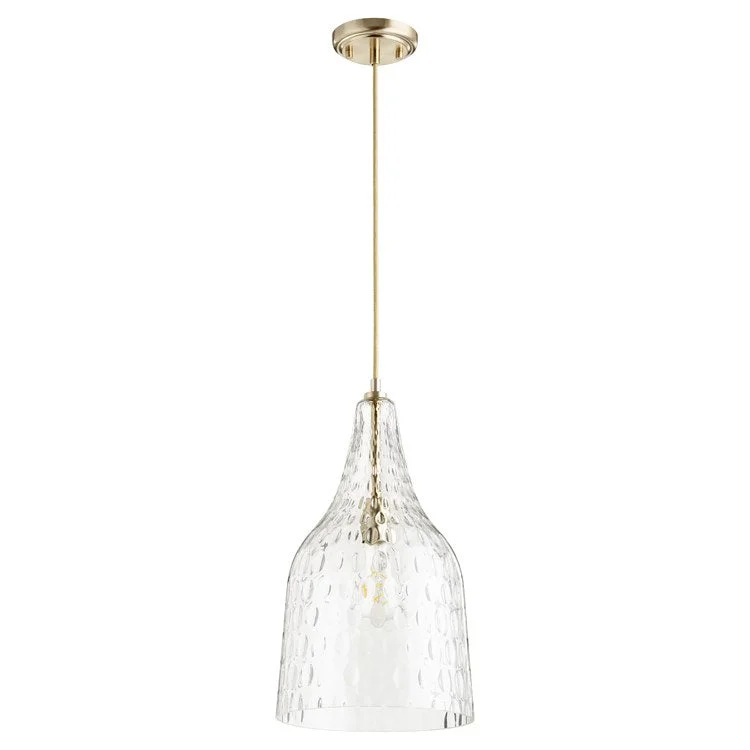 10" Single-Light Pendant with Clear Hammered Glass Shade