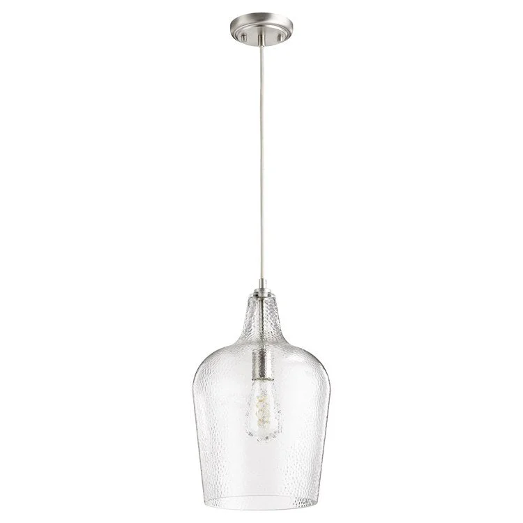 10" Single-Light Pendant with Clear Hammered Glass Shade